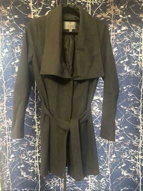 GUESS  Gray Draped Belted Trench Coat